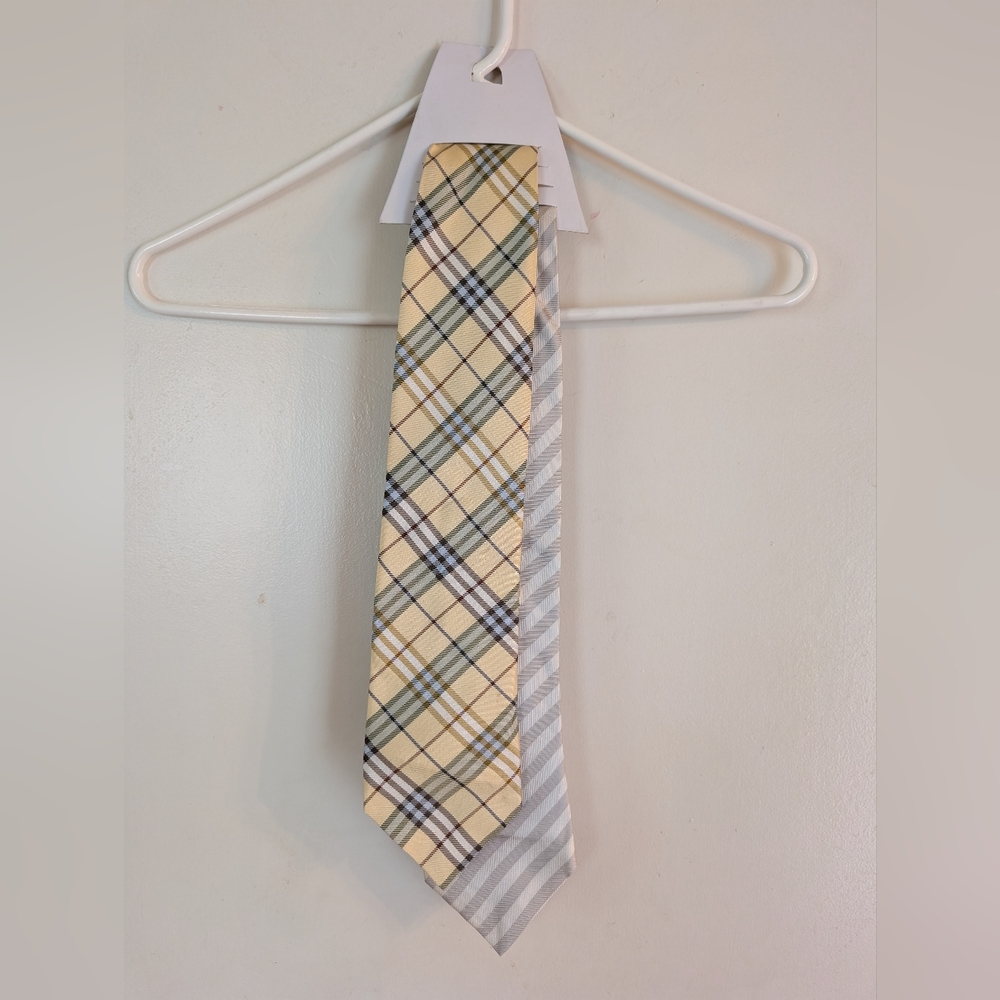 2 Burberry London Neckties-Nova Check And White/ Gray Striped - Picture 2 of 15